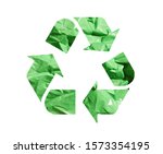 waste recycle emblem. green... | Shutterstock . vector #1573354195