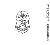 police badge hand drawn outline ... | Shutterstock .eps vector #1130276612