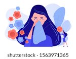 female allergic to spring... | Shutterstock .eps vector #1563971365