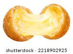 Small photo of Crispy Cheese ball with stretch cheese isolated on white background, Cheese ball or cheesy puffs on white With work path.