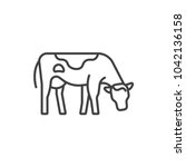 Cow  Farm Animal Line Icon.