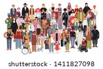 socially diverse multicultural... | Shutterstock .eps vector #1411827098