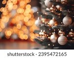 2024 Happe New Year, Merry Christmas, tree toy. Blurred pruce branch close up High quality photo
