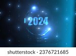 Small photo of New year 2024 displayed glass ball , year planing, shiny 2024 glitter light glass ball ,2024 life prediction, good and happiness magic year, Life manifesting background