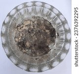 Small photo of roind glass ashtray ash pot for ciggarete ash smoke ash with ash inside in indobesia calles asbak ashbak
