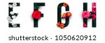 Flower font alphabet e  f  g  h ...