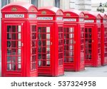 Five Red London Telephone Boxes ...