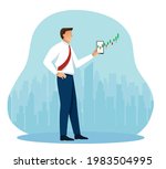 man holding out hand to show ... | Shutterstock .eps vector #1983504995