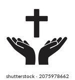 praying hand holding a... | Shutterstock .eps vector #2075978662