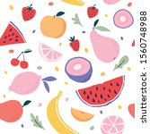seamless summer fruits pattern... | Shutterstock .eps vector #1560748988