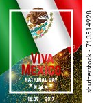 traditional mexican flag with... | Shutterstock .eps vector #713514928
