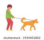 professional dog walking. a man ... | Shutterstock .eps vector #1934401802