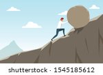 businessman pushing huge stone... | Shutterstock .eps vector #1545185612