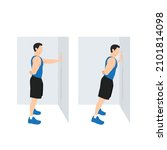 man doing single arm wall push... | Shutterstock .eps vector #2101814098