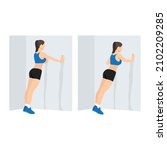woman doing wall push up.... | Shutterstock .eps vector #2102209285