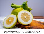 Lemon citron cedrate or Citrus medica, large fragrant citrus fruit with thick rind used for making italian limonchello liquor