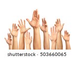 Hands up isolated on white background