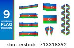 baku vector and azerbaijan flag ... | Shutterstock .eps vector #713318392