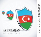 azerbaijan metal shield flag... | Shutterstock .eps vector #734994958