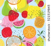 seamless fruit pattern with... | Shutterstock .eps vector #521519845