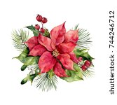 Watercolor Poinsettia With...