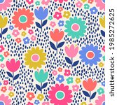 colorful cute hand drawn floral ... | Shutterstock .eps vector #1985272625