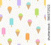 Cute Ice Cream Seamless Pattern ...