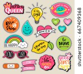 set of fashion patches  cute... | Shutterstock .eps vector #667409368