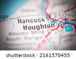 Houghton. Michigan. USA on a geography map.