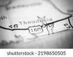 Small photo of Theodosia. Missouri. USA on a geography map.