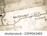 Small photo of McDougal. Arkansas. USA on a geography map