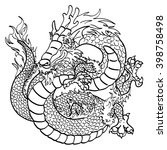 cheerful asian dragon black... | Shutterstock .eps vector #398758498