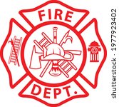 fireman emblem sign on white... | Shutterstock .eps vector #1977923402
