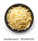 Bowl Of Grated Cheese Isolated...