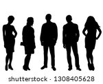 silhouette people stand isolated | Shutterstock .eps vector #1308405628