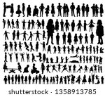 vector  kids silhouettes... | Shutterstock .eps vector #1358913785