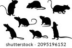 black silhouette rat  mouse set ...