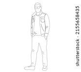 man sketch  outline  on a white ... | Shutterstock .eps vector #2155658435