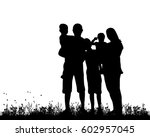 vector  silhouette family with... | Shutterstock .eps vector #602957045