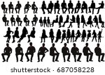 set of sitting men women... | Shutterstock .eps vector #687058228