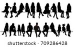  silhouette of sitting people... | Shutterstock . vector #709286428