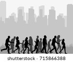 silhouette of a crowd of people ... | Shutterstock . vector #715866388