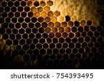 Close up of Honeycomb on black background.