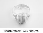 old white headphones on white... | Shutterstock . vector #637706095