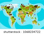 map of the world's animals with ... | Shutterstock .eps vector #1068234722