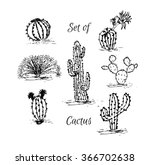 Set Of Cactus. Hand Drawn...