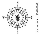 Scotland  Uk Stamp Map Compass...