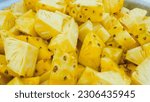 Small photo of Finely Chopped Pineapples Prepared by Chef. Pineapple slice Pineapple vector pattern Pineapple isolated juice Pineapple slices cocktail smoothie