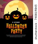 halloween poster with pumpkin... | Shutterstock .eps vector #740819845