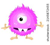 vector fluffy monster is pink... | Shutterstock .eps vector #2145872455